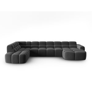 MICADONI Lisa 7 pers. hjrnesofa, venstre - mrkegr fljl stof