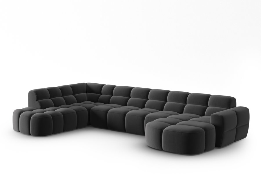 MICADONI  Venstre hjrnesofa i flyel, Lisa, 7 seter, 387x234x77