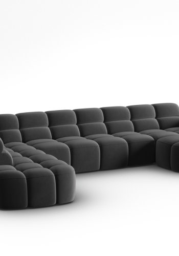 MICADONI  Venstre hjrnesofa i flyel, Lisa, 7 seter, 387x234x77