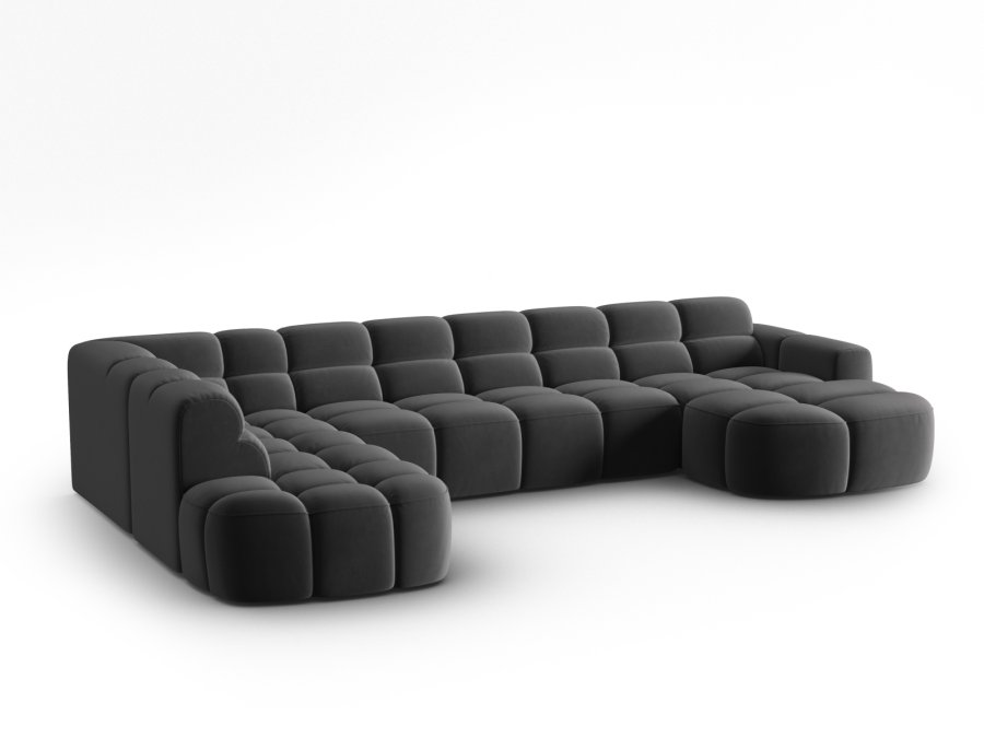 MICADONI  Venstre hjrnesofa i flyel, Lisa, 7 seter, 387x234x77