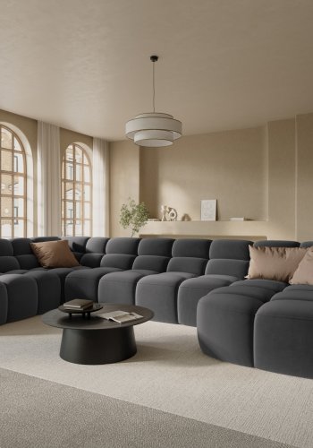 MICADONI  Venstre hjrnesofa i flyel, Lisa, 7 seter, 387x234x77