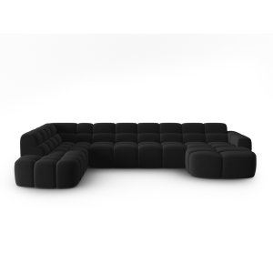 MICADONI Lisa 7 pers. hjrnesofa, venstre - sort fljl stof