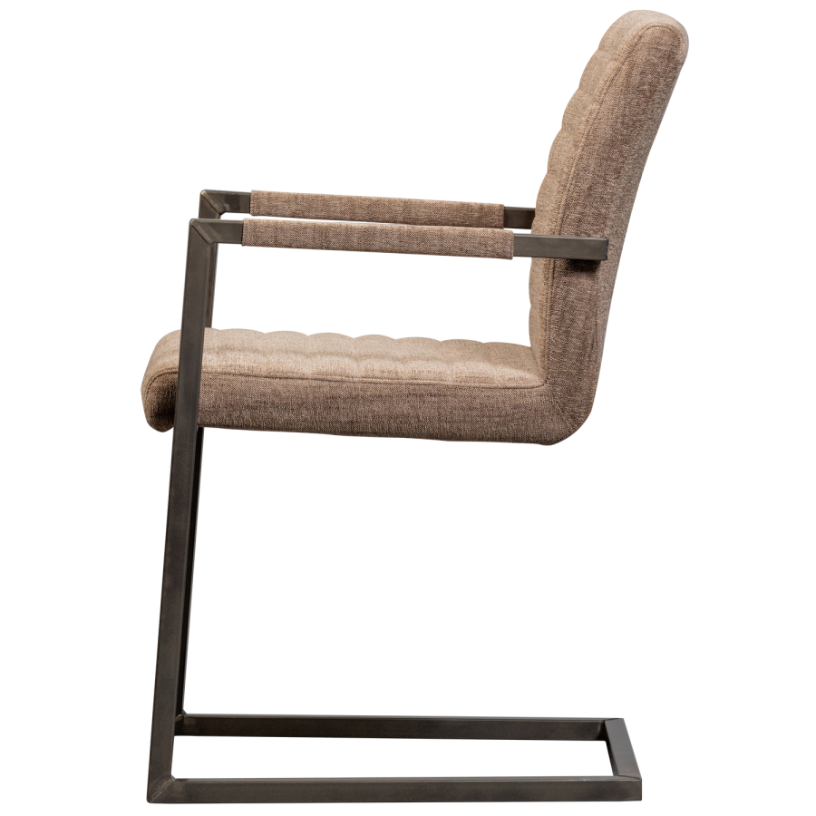 WOOOD Bas spisebordsstol, m. armln - brun melange stof og sort metal