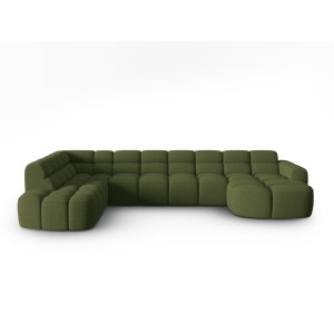 MICADONI Panoramisk Lisa 7 pers. hjrnesofa, venstre - grn melange struktur stof