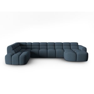 MICADONI Panoramisk Lisa 7 pers. hjrnesofa, venstre - mrkebl struktur stof