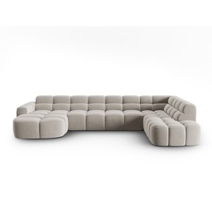 MICADONI Panoramisk Lisa 7 pers. hjrnesofa, hjre - lys beige fljl stof