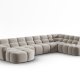MICADONI  Panoramahjrnesofa til hyre i flyel, Lisa, 7 seter, 387x234x77