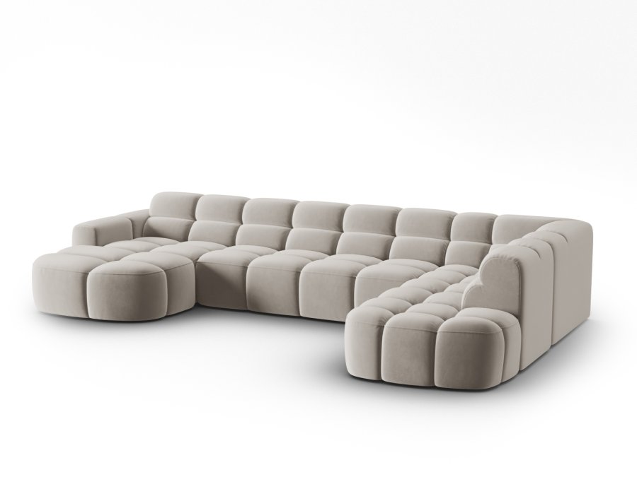 MICADONI  Panoramahjrnesofa til hyre i flyel, Lisa, 7 seter, 387x234x77