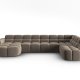 MICADONI  Panoramahjrnesofa til hyre i flyel, Lisa, 7 seter, 387x234x77