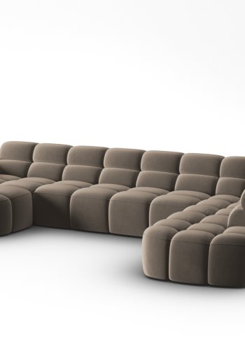 MICADONI  Panoramahjrnesofa til hyre i flyel, Lisa, 7 seter, 387x234x77