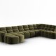 MICADONI  Panoramahjrnesofa til hyre i flyel, Lisa, 7 seter, 387x234x77