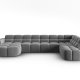 MICADONI  Panoramahjrnesofa til hyre i flyel, Lisa, 7 seter, 387x234x77