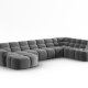 MICADONI  Panoramahjrnesofa til hyre i flyel, Lisa, 7 seter, 387x234x77