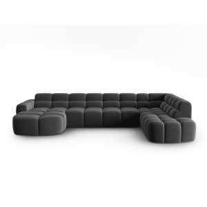 MICADONI Panoramisk Lisa 7 pers. hjrnesofa, hjre - mrkegr fljl stof