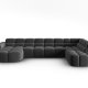 MICADONI  Panoramahjrnesofa til hyre i flyel, Lisa, 7 seter, 387x234x77