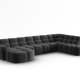 MICADONI  Panoramahjrnesofa til hyre i flyel, Lisa, 7 seter, 387x234x77