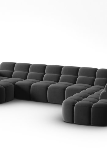 MICADONI  Panoramahjrnesofa til hyre i flyel, Lisa, 7 seter, 387x234x77