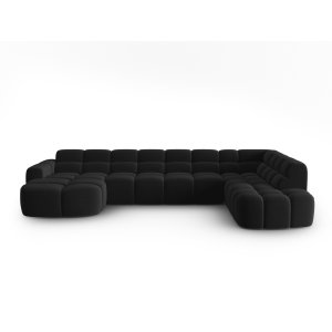 MICADONI Panoramisk Lisa 7 pers. hjrnesofa, hjre - sort fljl stof