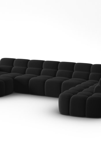 MICADONI  Panoramahjrnesofa til hyre i flyel, Lisa, 7 seter, 387x234x77