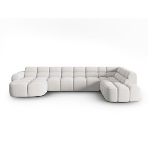 MICADONI Panoramisk Lisa 7 pers. hjrnesofa, hjre - lysegr struktur stof