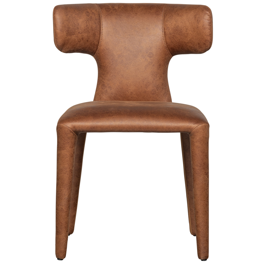 WOOOD PERMIT SPISESTOL I SKINNLOOK COGNAC