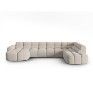 MICADONI Panoramisk Lisa 7 pers. hjrnesofa, hjre - sand struktur stof