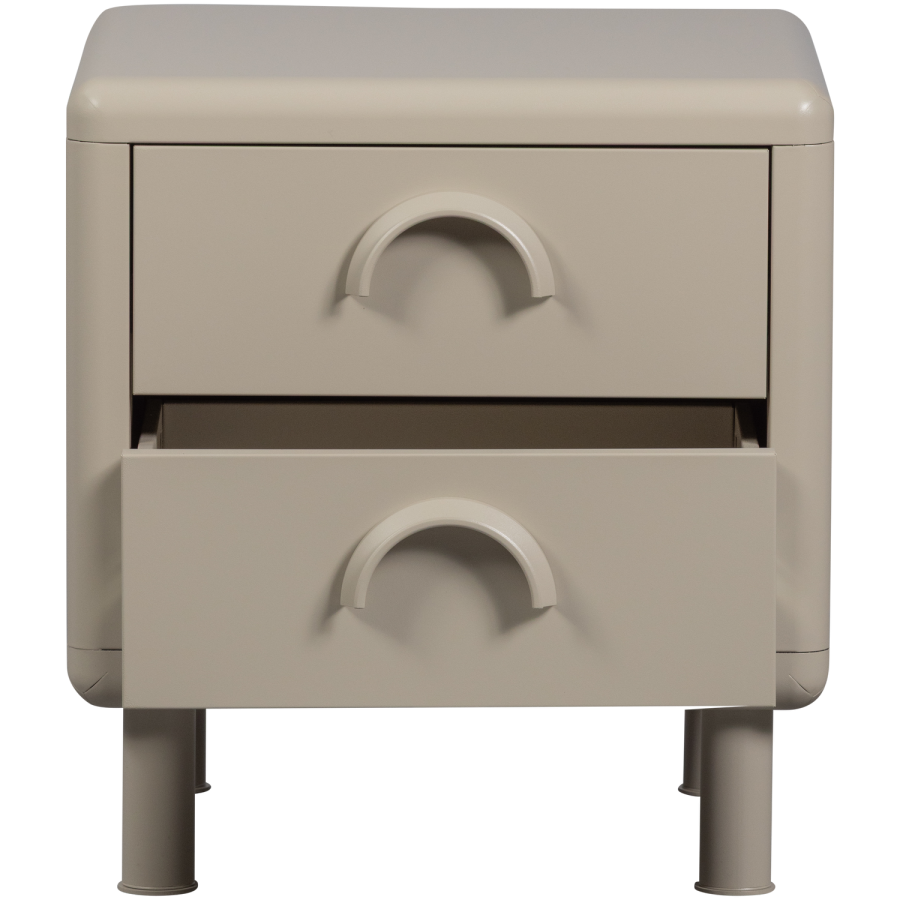 WOOOD Rune natbord, m. 2 skuffer - sand metal (42x42)