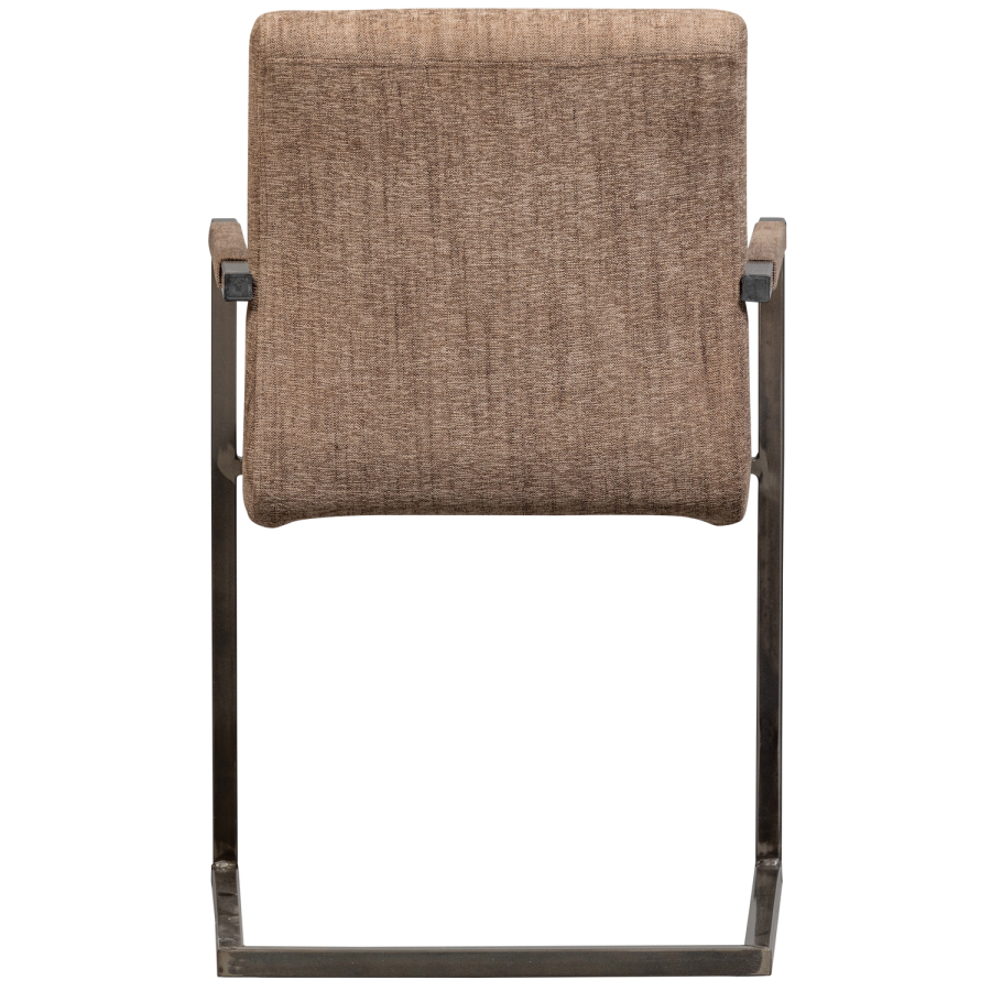 WOOOD Bas spisebordsstol, m. armln - brun melange stof og sort metal