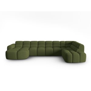 MICADONI Panoramisk Lisa 7 pers. hjrnesofa, hjre - grn melange struktur stof