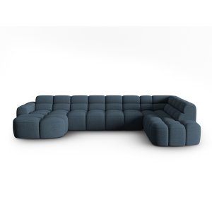 MICADONI Panoramisk Lisa 7 pers. hjrnesofa, hjre - mrkebl struktur stof