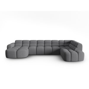 MICADONI Panoramisk Lisa 7 pers. hjrnesofa, hjre - gr struktur stof