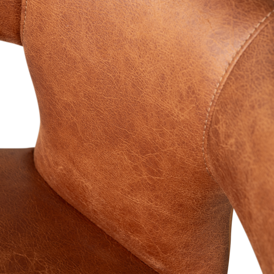 WOOOD PERMIT SPISESTOL I SKINNLOOK COGNAC