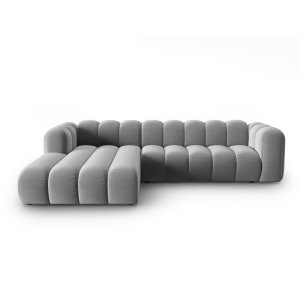 MICADONI Lupin Modular 4 pers. hjrnesofa, venstre - gr fljl stof