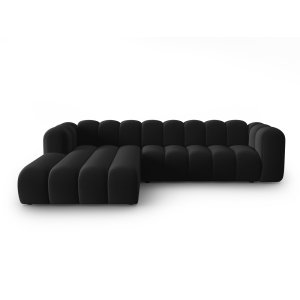 MICADONI Lupin Modular 4 pers. hjrnesofa, venstre - sort fljl stof