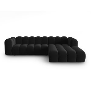 MICADONI Lupin Modular 4 pers. hjrnesofa, hjre - sort fljl stof