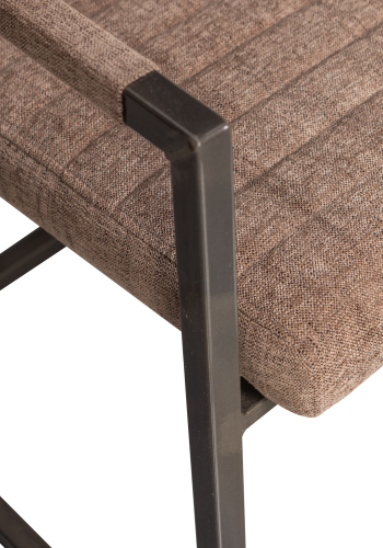 WOOOD Bas spisebordsstol, m. armln - brun melange stof og sort metal