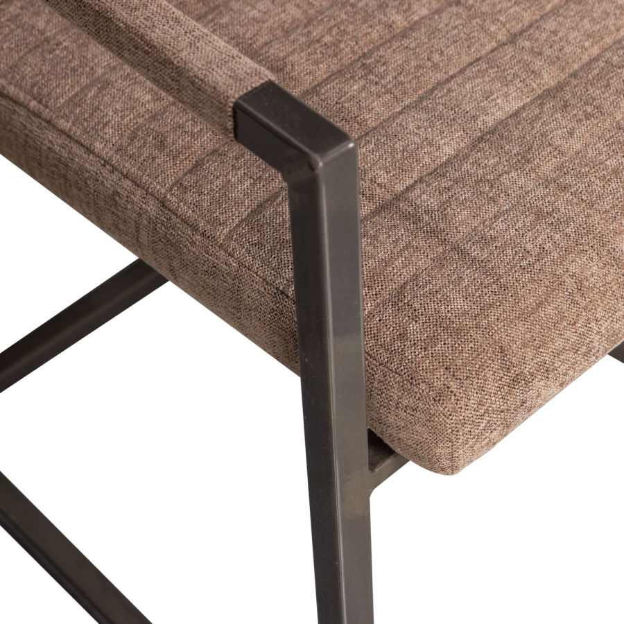 WOOOD Bas spisebordsstol, m. armln - brun melange stof og sort metal