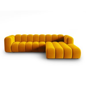 MICADONI Lupin Modular 4 pers. hjrnesofa, hjre - gul fljl stof