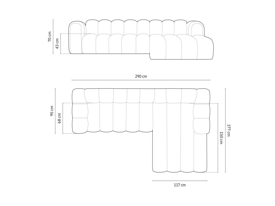 MICADONI flyelsmodulr hjrnesofa til hyre, 