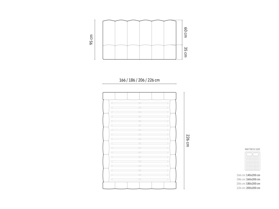 MICADONI  Seng med oppbevaring og hodegavl, Lupin, 226x166x95