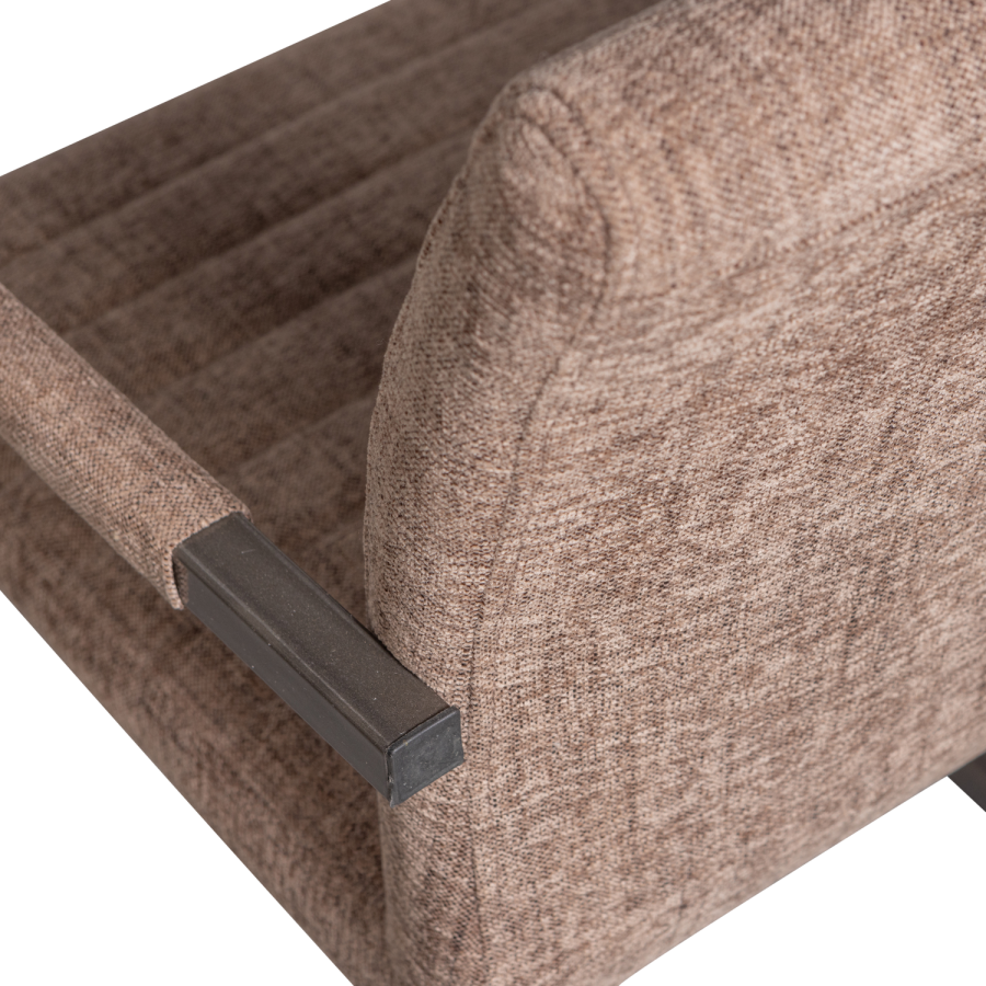 WOOOD Bas spisebordsstol, m. armln - brun melange stof og sort metal