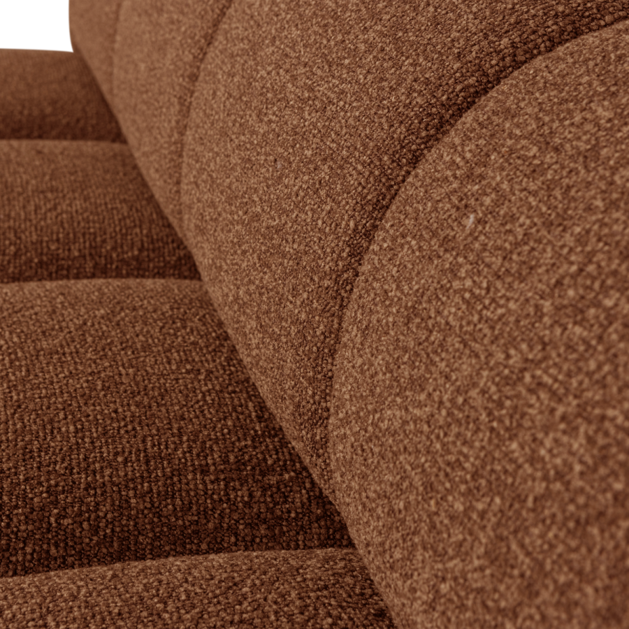 WOOOD MOJO MATBÄNK 164 CM MED RYGGSTÖD BOUCLE RUSTIKT BRUN MEL