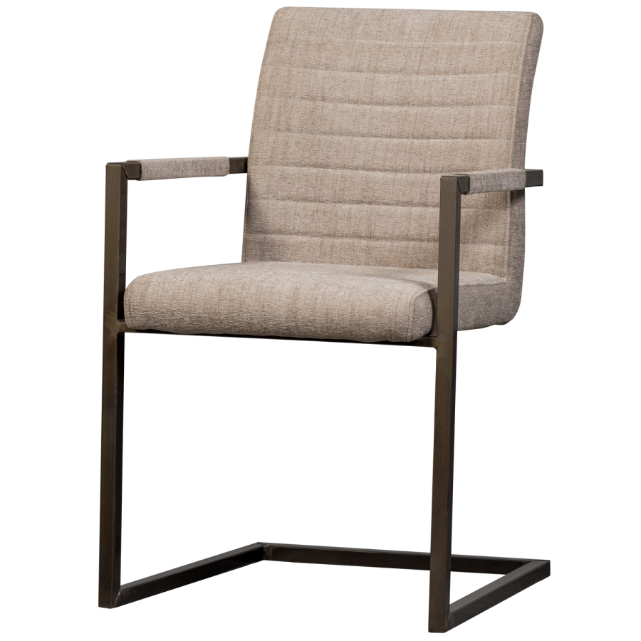 WOOOD Bas spisebordsstol, m. armln - sand melange stof og sort metal