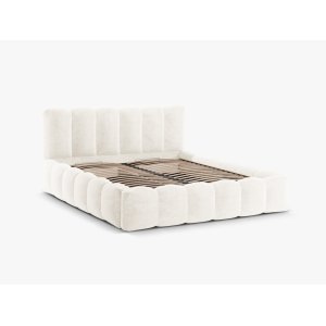 MICADONI Lupin sengeramme, m. sengegavl og opbevaring - lys beige chenille stof (200x200)