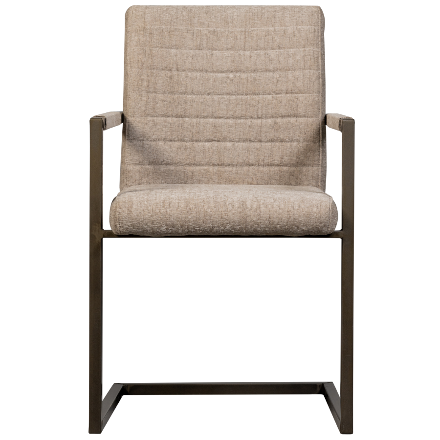 WOOOD Bas spisebordsstol, m. armln - sand melange stof og sort metal