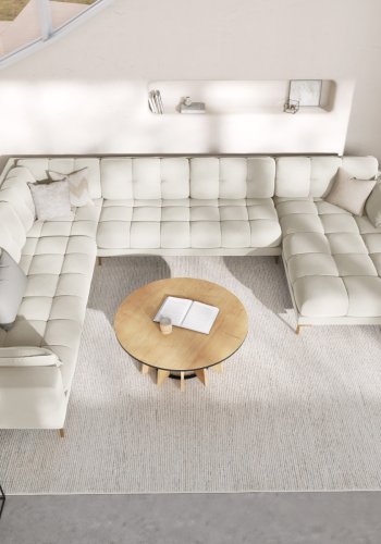 MICADONI  Venstre hjrnesofa i flyel, Mamaia, 7 seter, 327x256x75