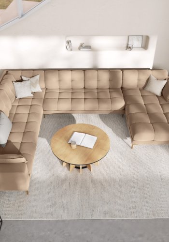 MICADONI  Venstre hjrnesofa i flyel, Mamaia, 7 seter, 327x256x75