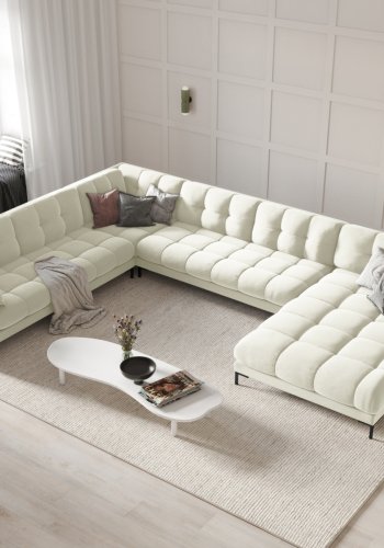 MICADONI  Venstre hjrnesofa i flyel, Mamaia, 7 seter, 327x256x75