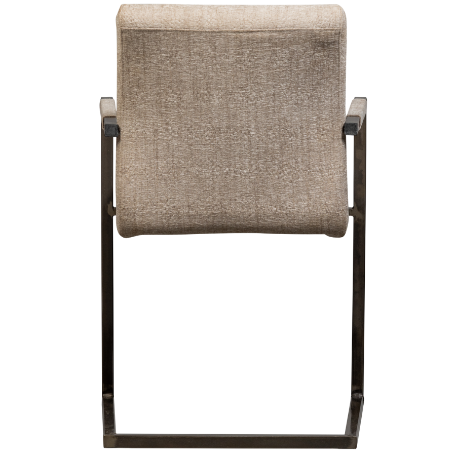 WOOOD Bas spisebordsstol, m. armln - sand melange stof og sort metal