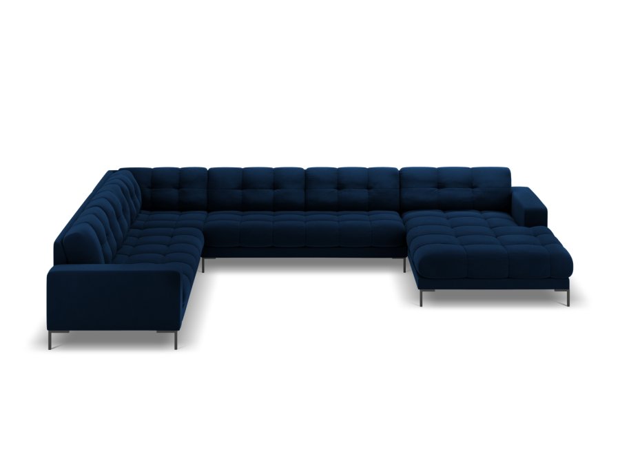 MICADONI  Ecksofa links aus Samt, Mamaia, 7 Sitze, 327 x 256 x 75